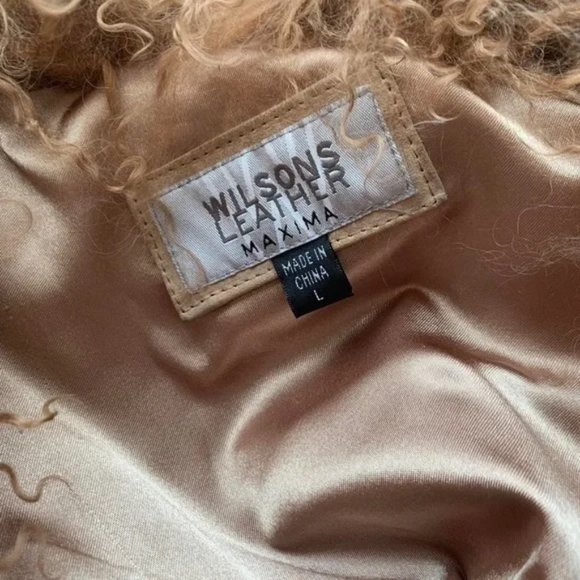 🍋☘️Wilson’s Leather Maxima Jacket w/ Mongolian Lamb Collar - Picture 4 of 4